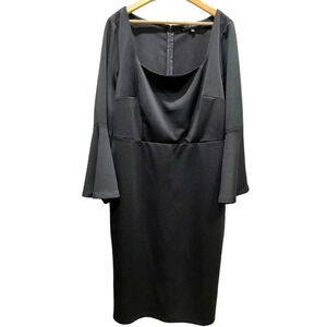 ELOQUII  Black Flare Sleeve‎ Scuba Midi Dress 18